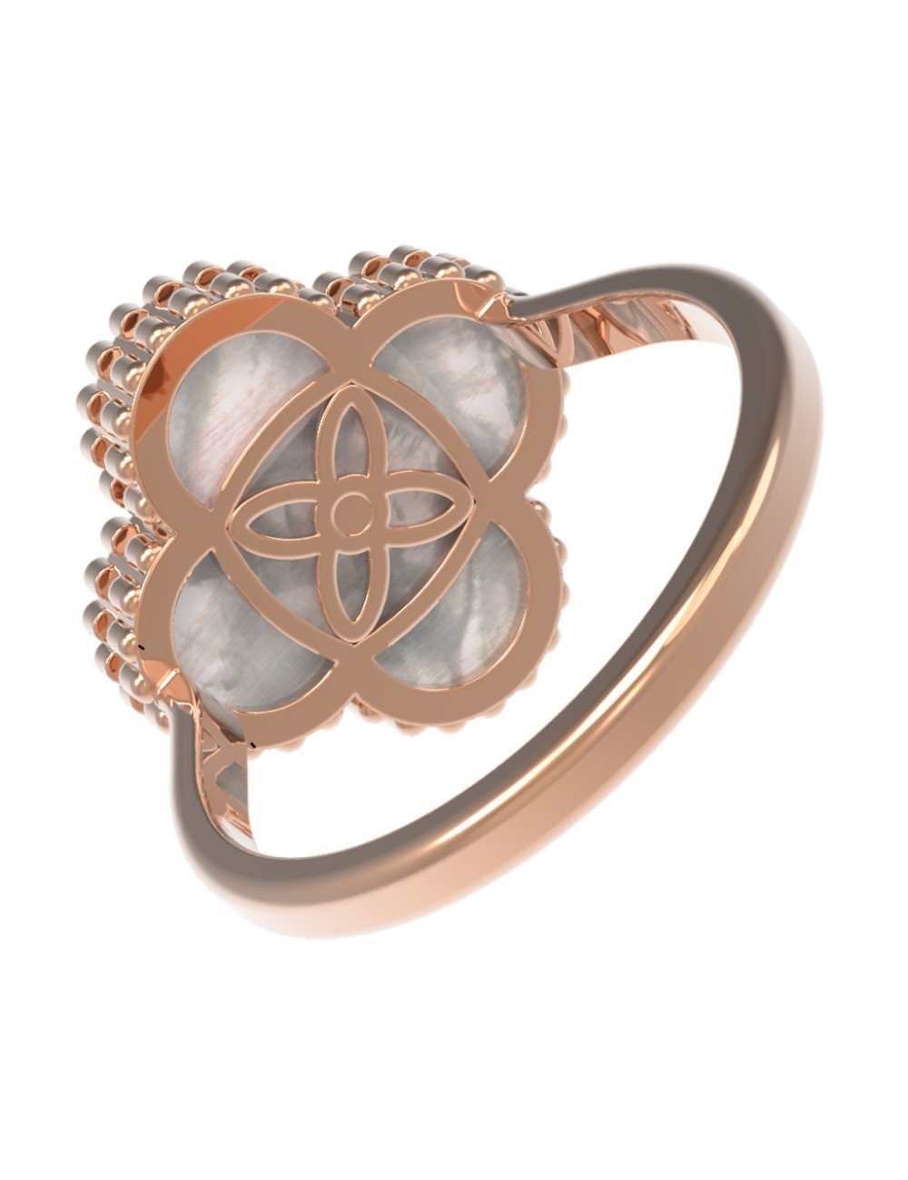 Кольцо из золота c бриллиантами и перламутром