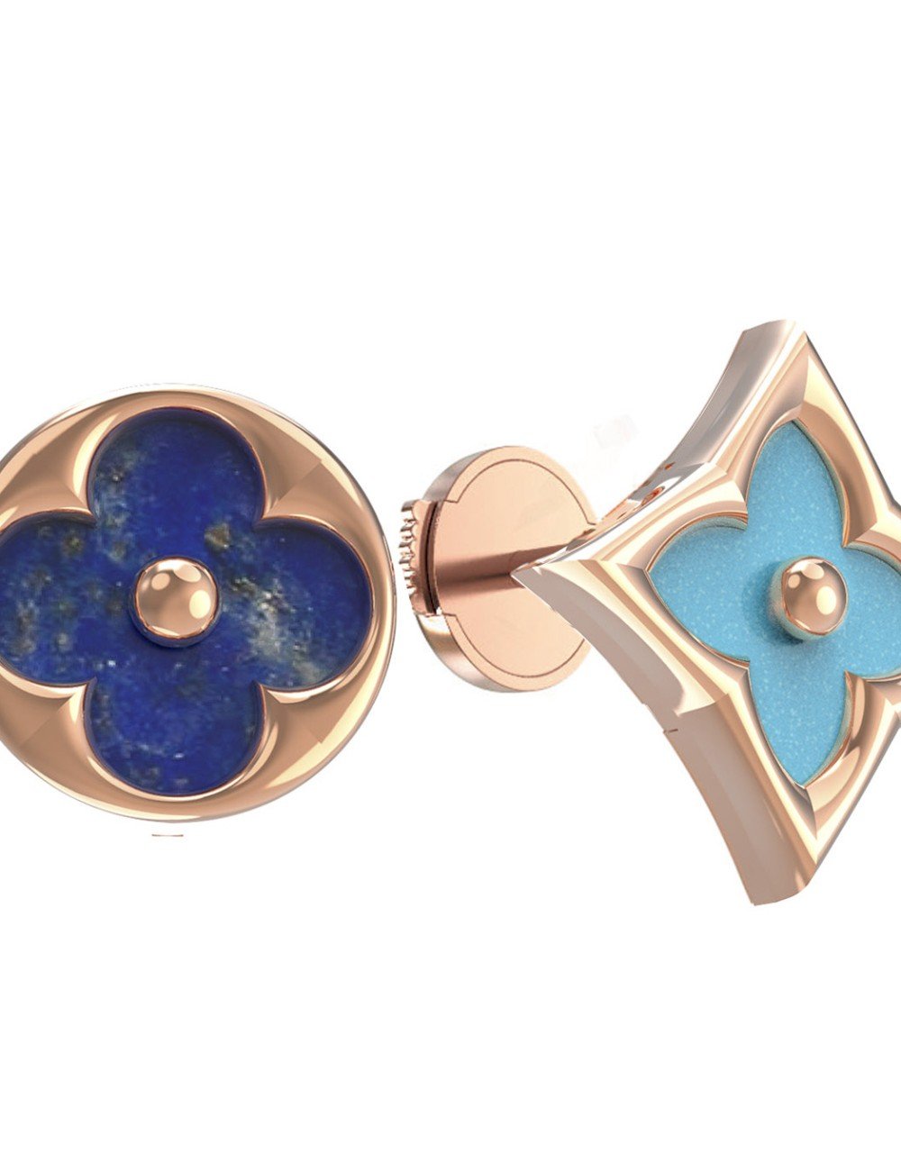 Серьги из золота c бирюзой и лазуритом