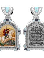 Образок из белого золота c эмалью и иконописью