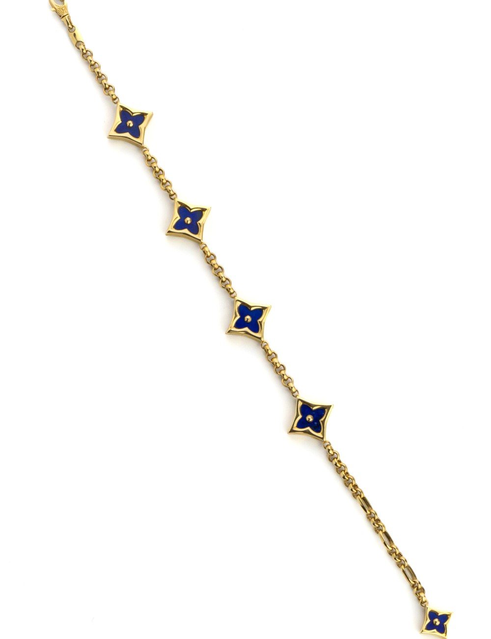 Браслет из лимонного золота c лазуритом и перламутром