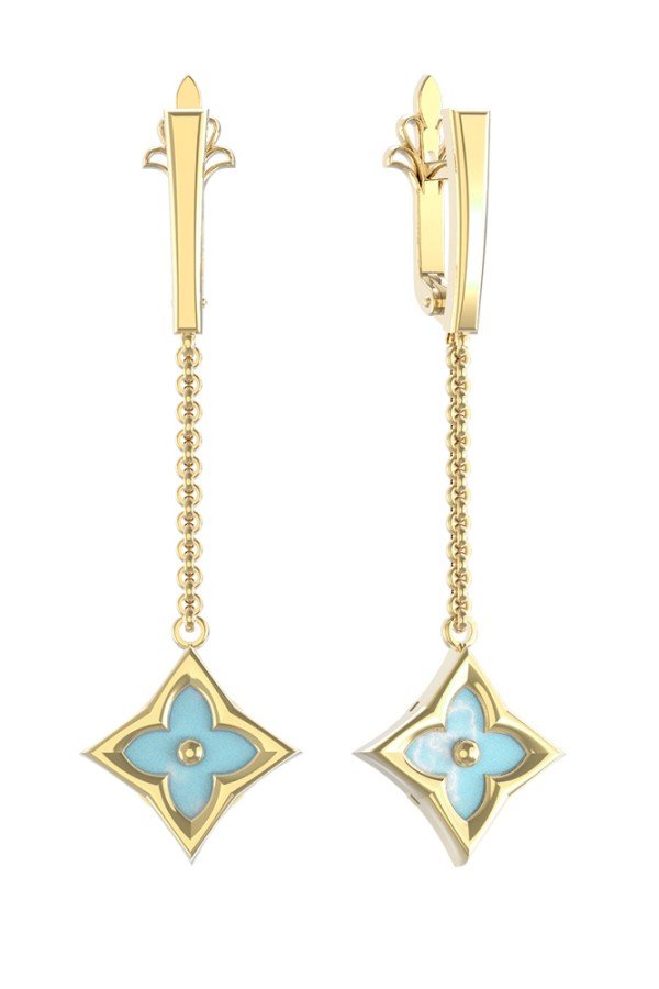 Серьги из лимонного золота c бирюзой