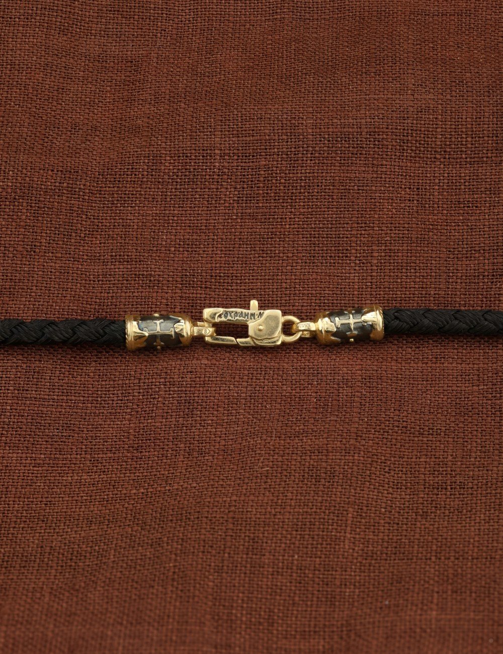 Шнурок шёлковый из лимонного золота c шёлковым шнурком