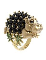 Кольцо из лимонного золота c эмалью и ониксом