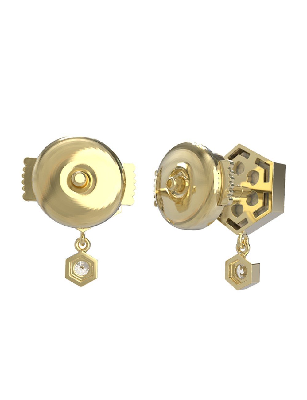 Серьги из лимонного золота c бриллиантами, малахитом и перламутром