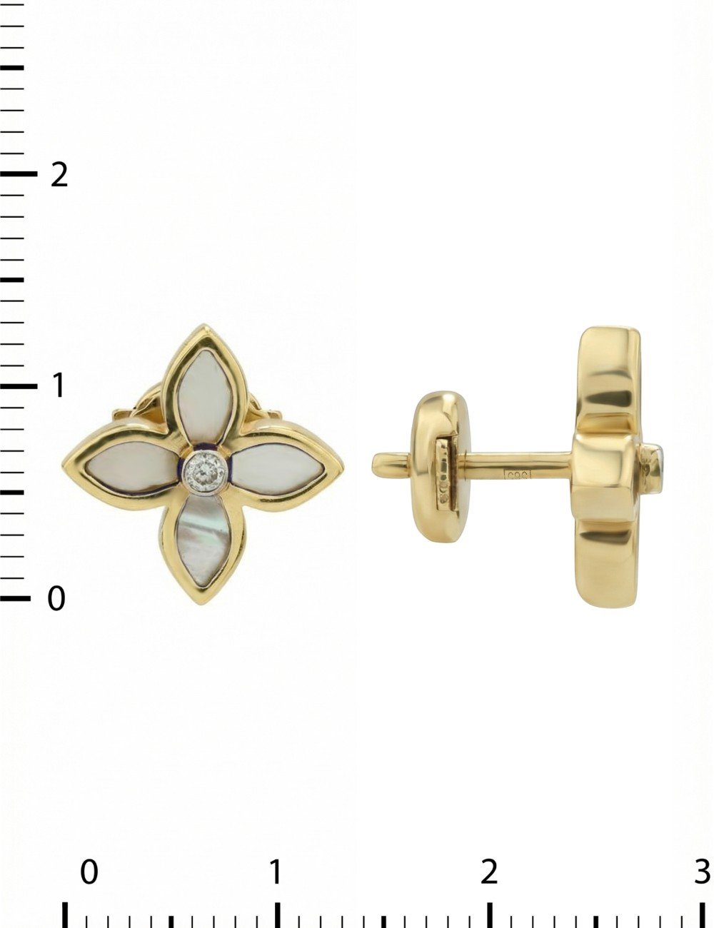 Серьги из лимонного золота c бриллиантами и перламутром