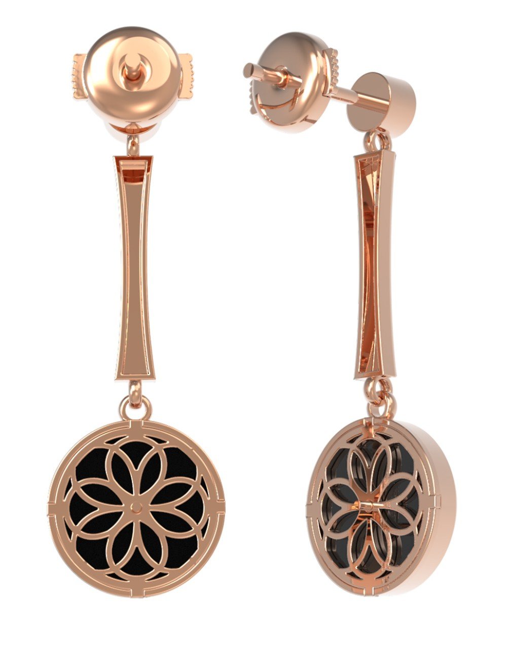 Серьги из золота c фианитом и ониксом