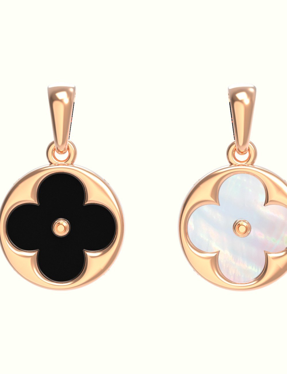 Подвеска из золота c ониксом и перламутром