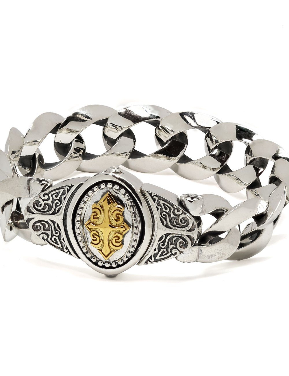 Браслет из серебра и золота c рубином