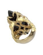 Кольцо из лимонного золота c бриллиантами и ониксом