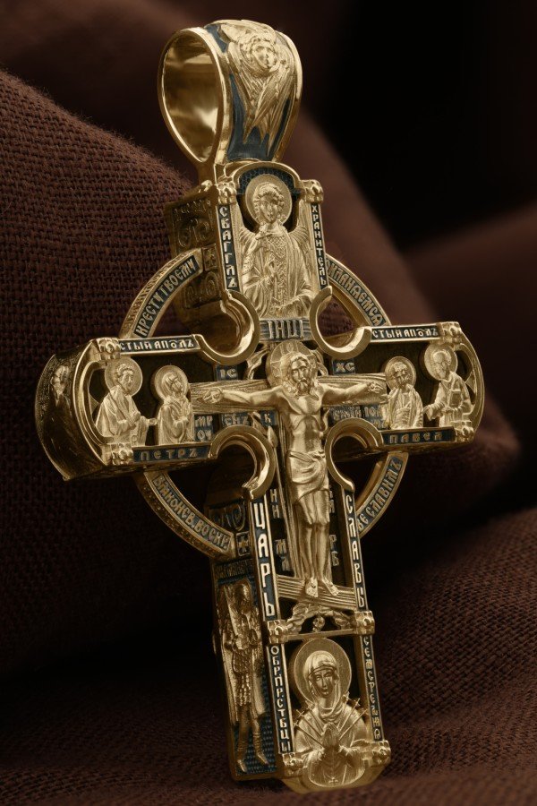 Крест из лимонного золота c эбеновым деревом