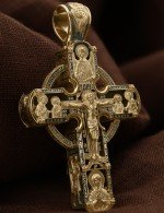 Крест из лимонного золота c эбеновым деревом