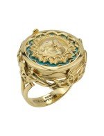 Кольцо из лимонного золота c бирюзой и лазуритом