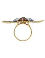 Кольцо из лимонного золота c эмалью и фианитом