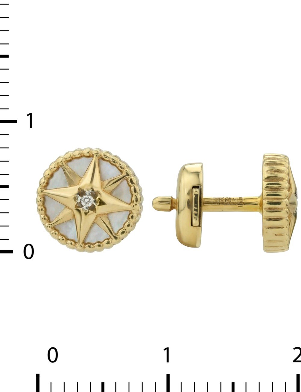 Серьги из лимонного золота c бриллиантами, ониксом и перламутром