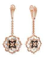 Серьги из золота c ониксом и перламутром