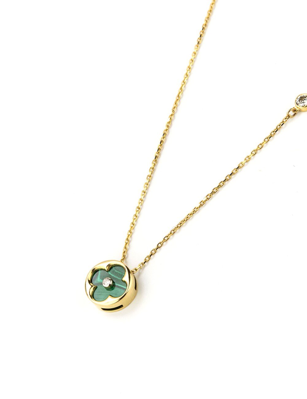 Колье из лимонного золота c бриллиантами и малахитом