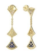 Серьги из лимонного золота c бриллиантами, лазуритом и перламутром