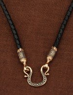 Гайтан из золота c кожаным шнурком