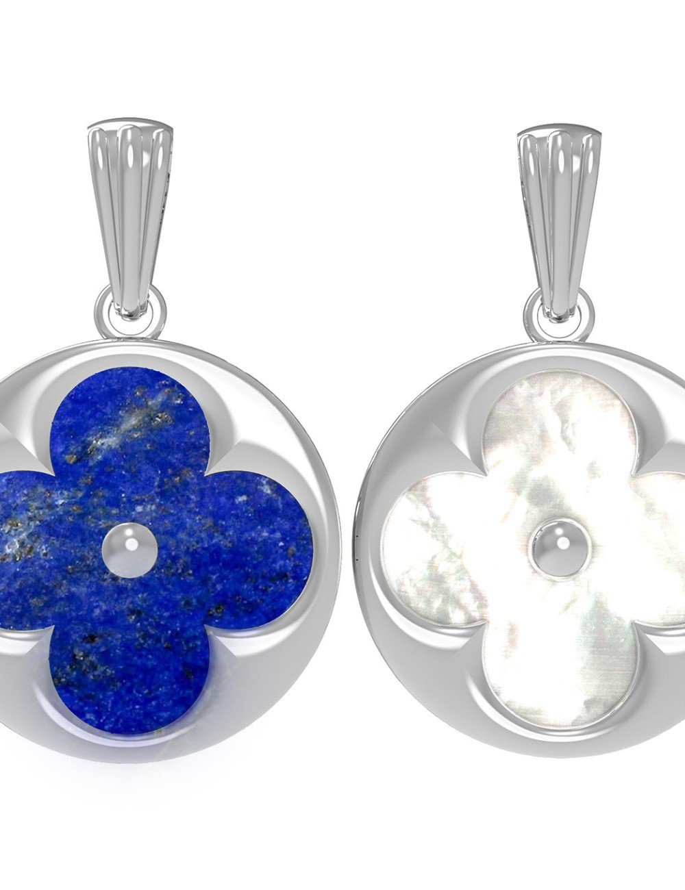 Подвеска из белого золота c лазуритом и перламутром