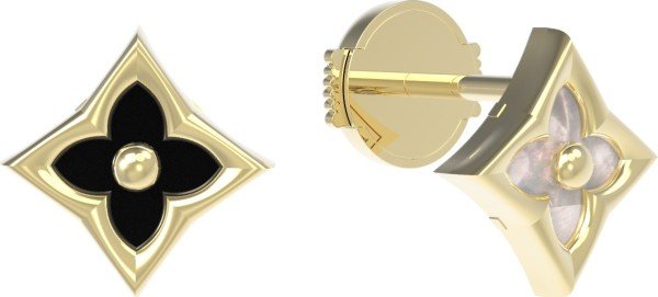 Серьги из лимонного золота c ониксом и перламутром