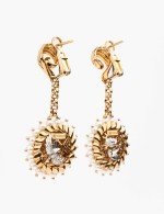 Серьги из золота c эмалью и жемчугом