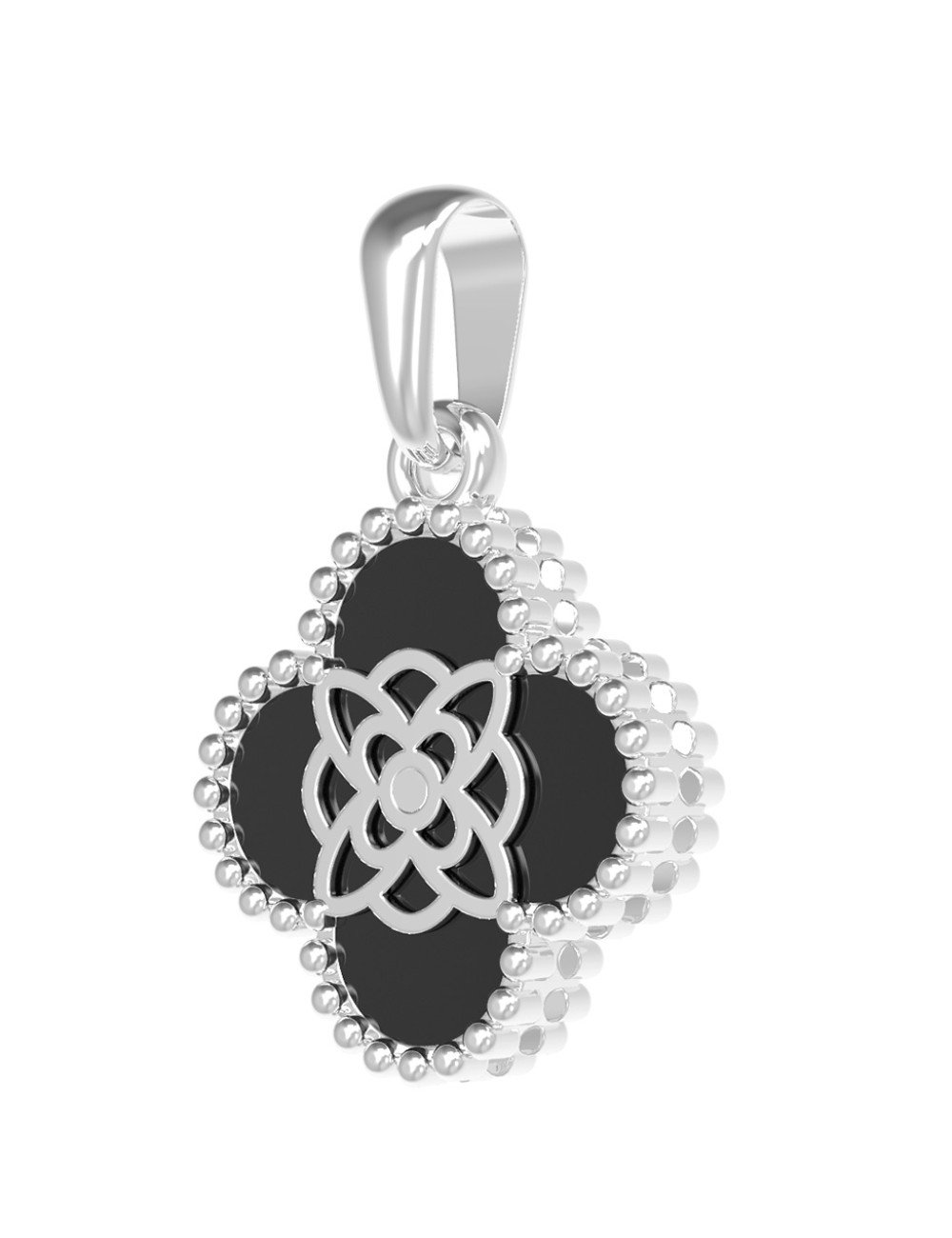 Подвеска из белого золота c бриллиантами и ониксом