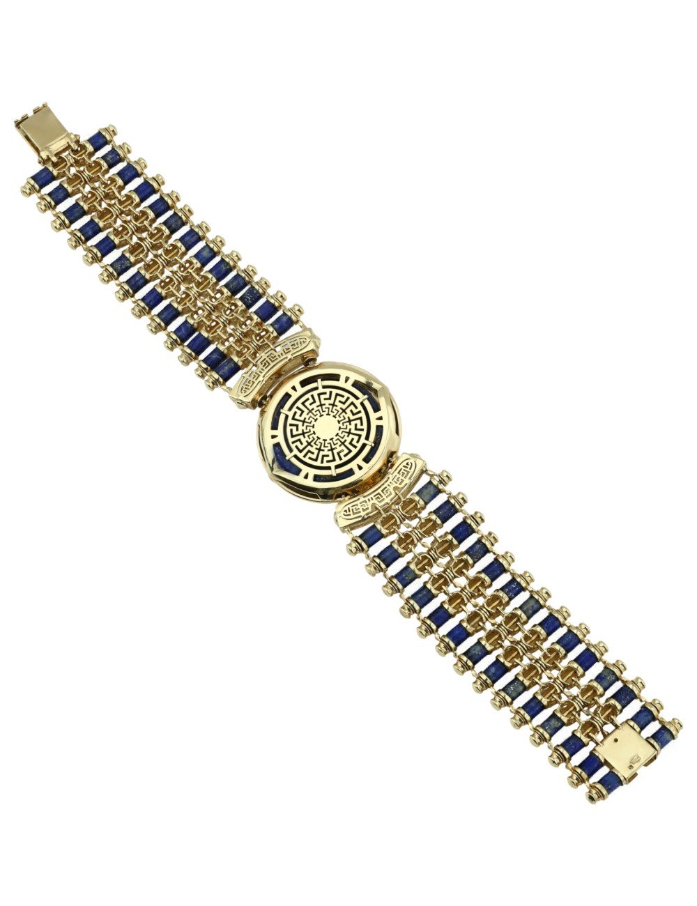 Браслет из лимонного золота c эмалью, рубином и лазуритом