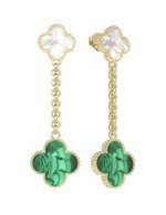 Серьги из лимонного золота c малахитом и перламутром