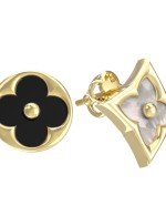 Серьги из лимонного золота c ониксом и перламутром