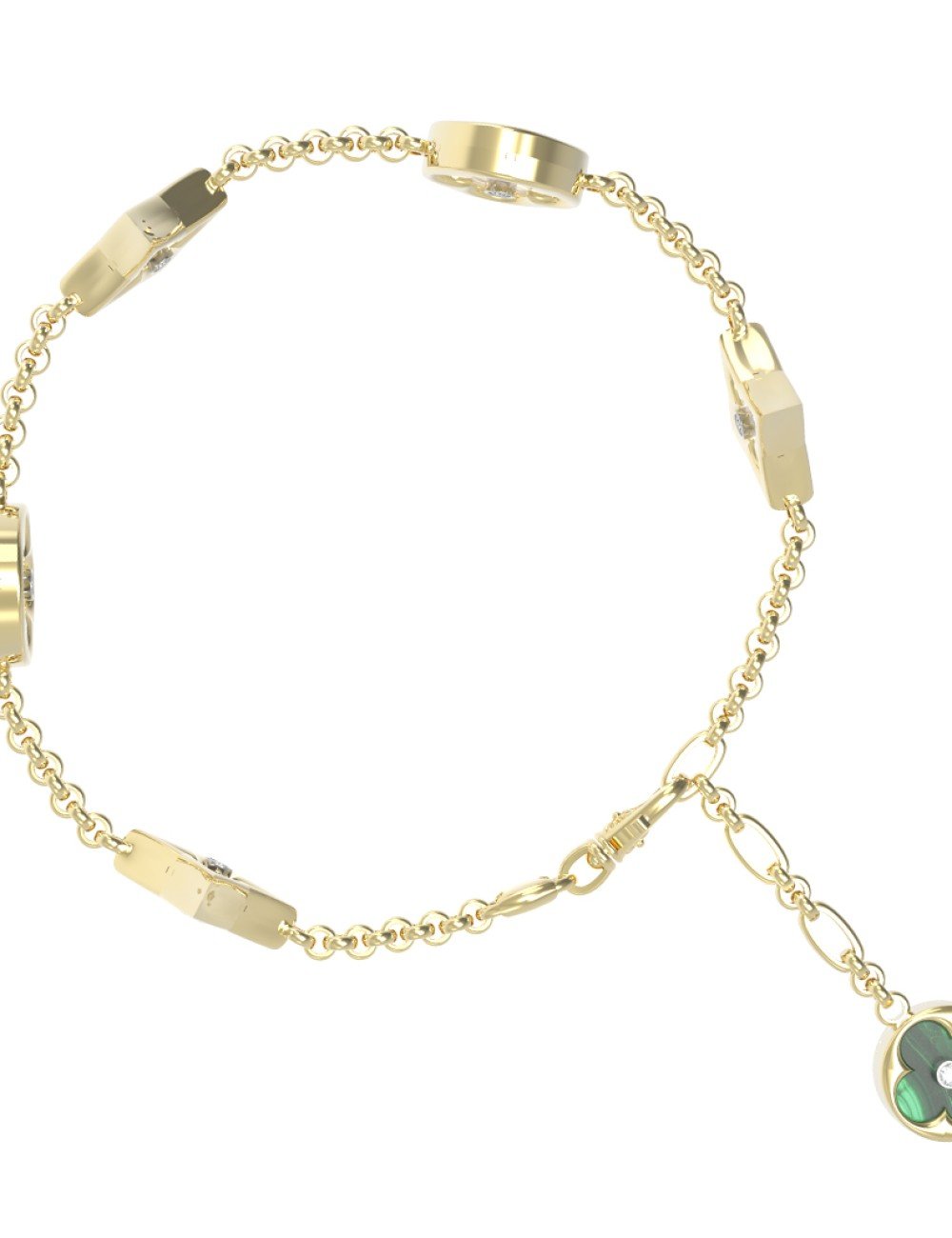 Браслет из лимонного золота c бриллиантами, малахитом и перламутром