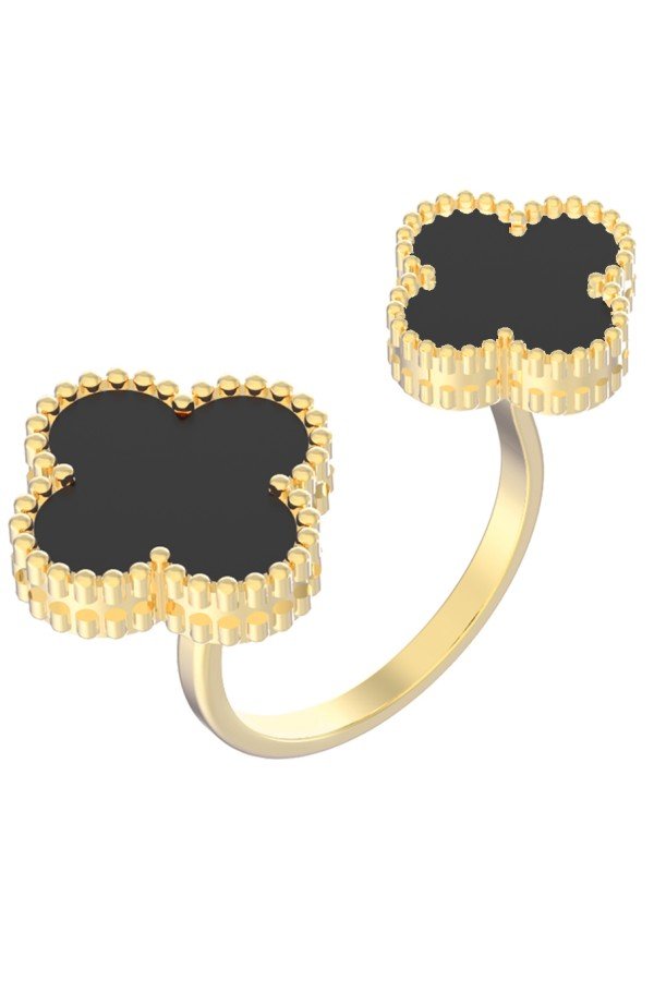 Кольцо из лимонного золота c ониксом