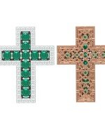 Крест из золота c бриллиантами и изумрудом