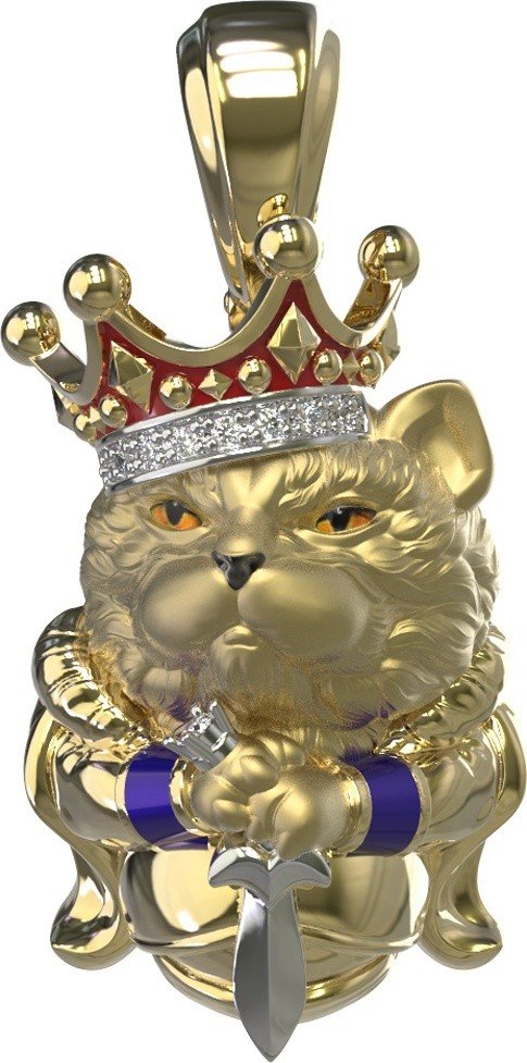 Подвеска из лимонного золота c эмалью, бриллиантами и рубином