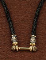 Гайтан из лимонного золота c кожаным шнурком