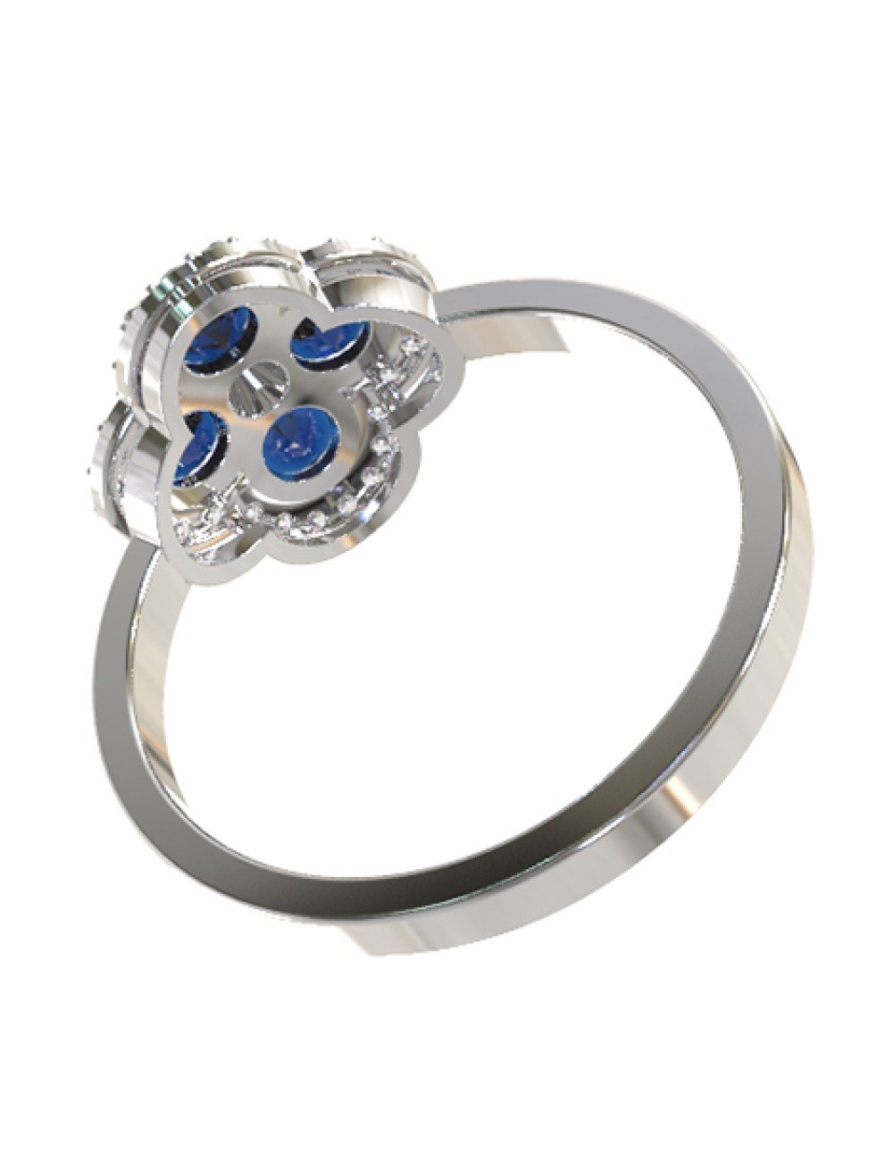 Кольцо из белого золота c бриллиантами и сапфиром