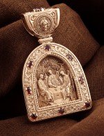 Образок из золота c эмалью и рубином