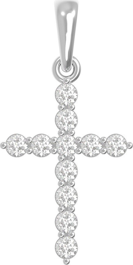 Крест из белого золота c бриллиантами
