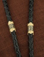 Гайтан из лимонного золота c кожаным шнурком