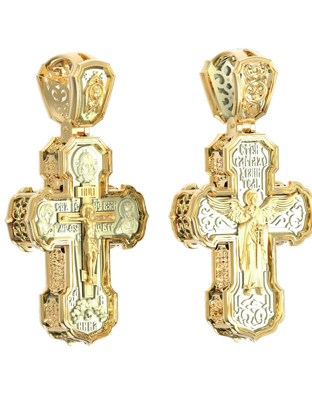 Крест из лимонного золота c бивнем мамонта