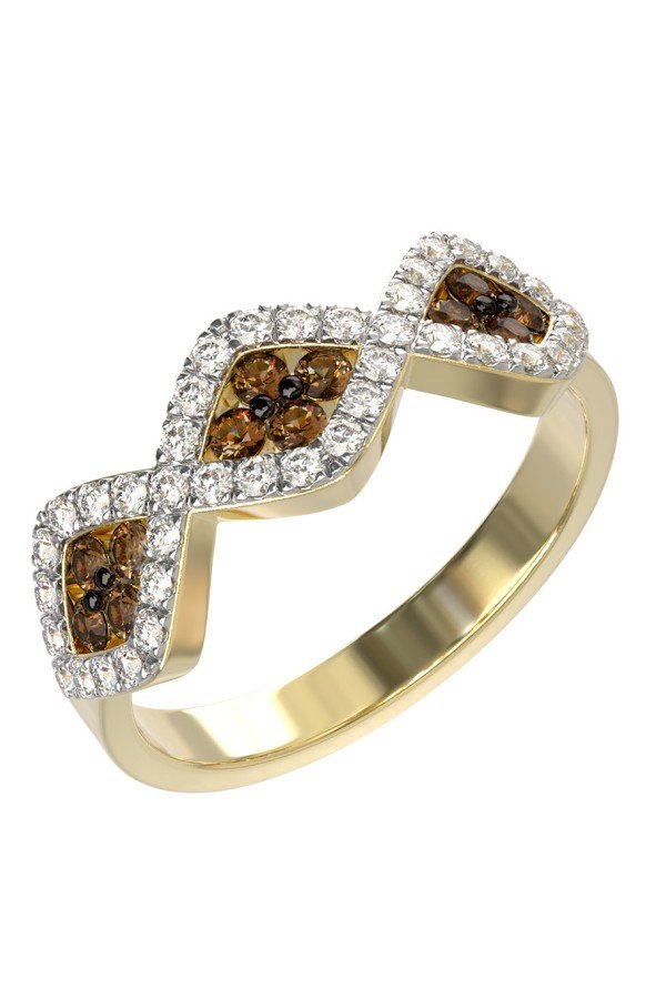 Кольцо из лимонного золота c бриллиантами
