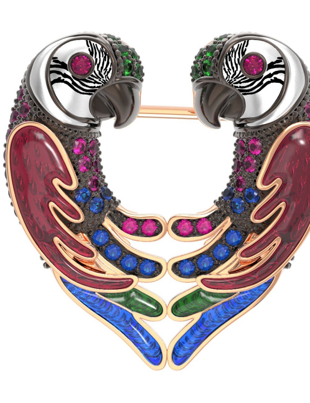Брошь из золота c эмалью и фианитом