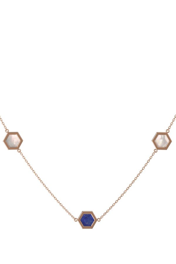 Колье из золота c лазуритом и перламутром