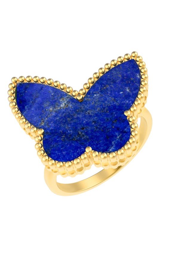 Кольцо из лимонного золота c лазуритом