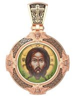 Образок из золота c эмалью и иконописью