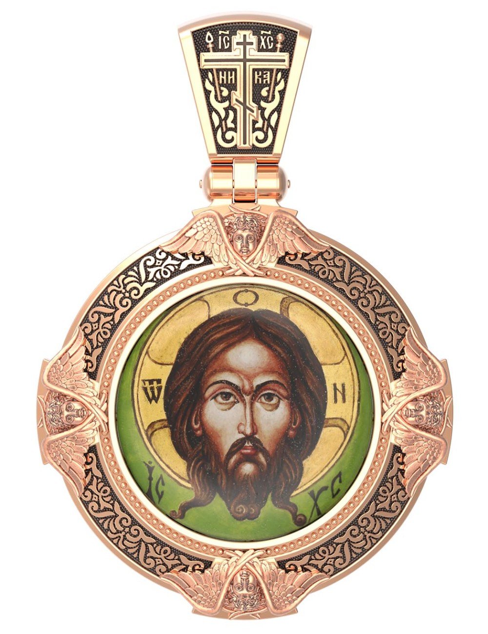 Образок из золота c эмалью и иконописью