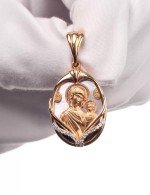 Образок из золота c бриллиантами и перламутром