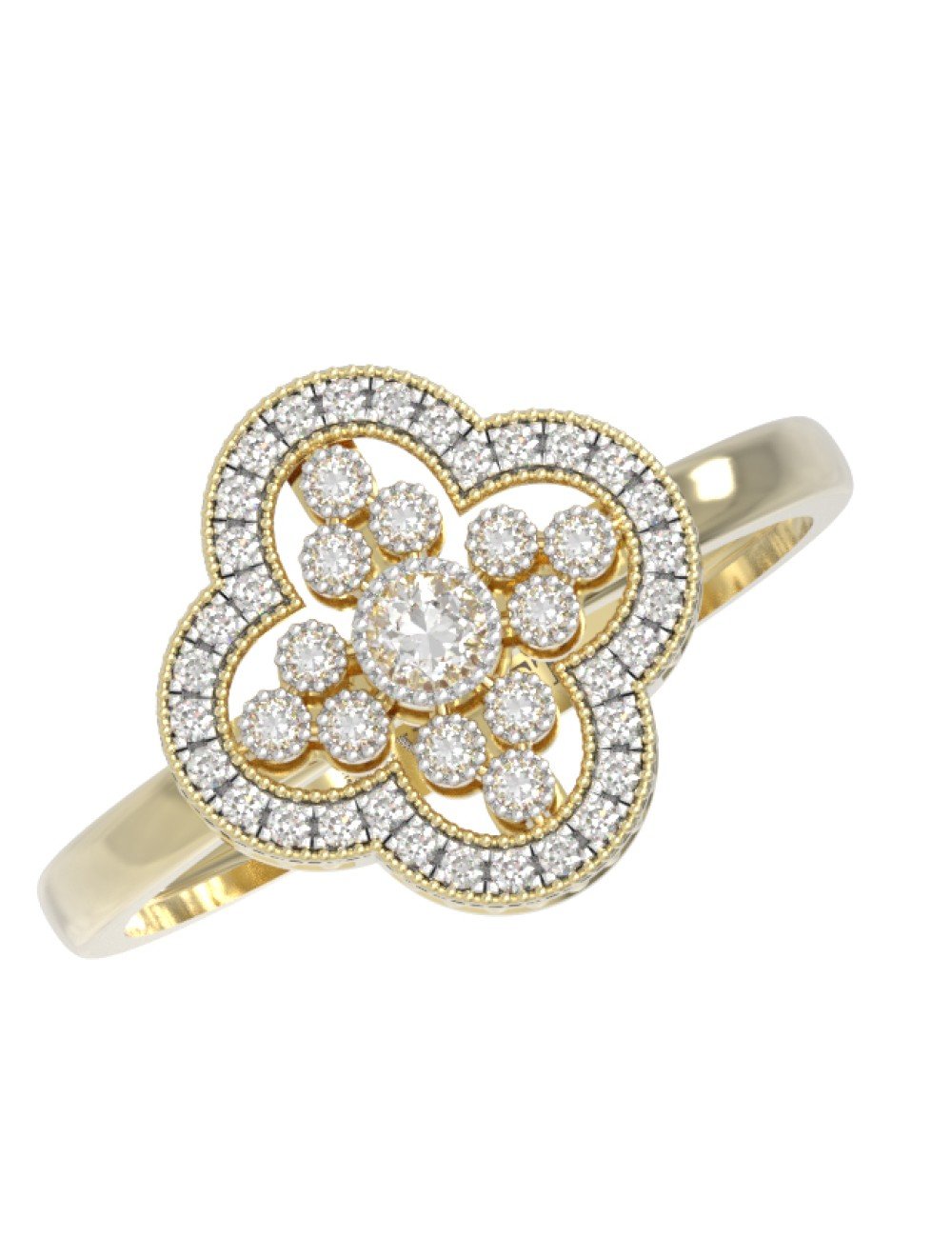 Кольцо из лимонного золота c бриллиантами