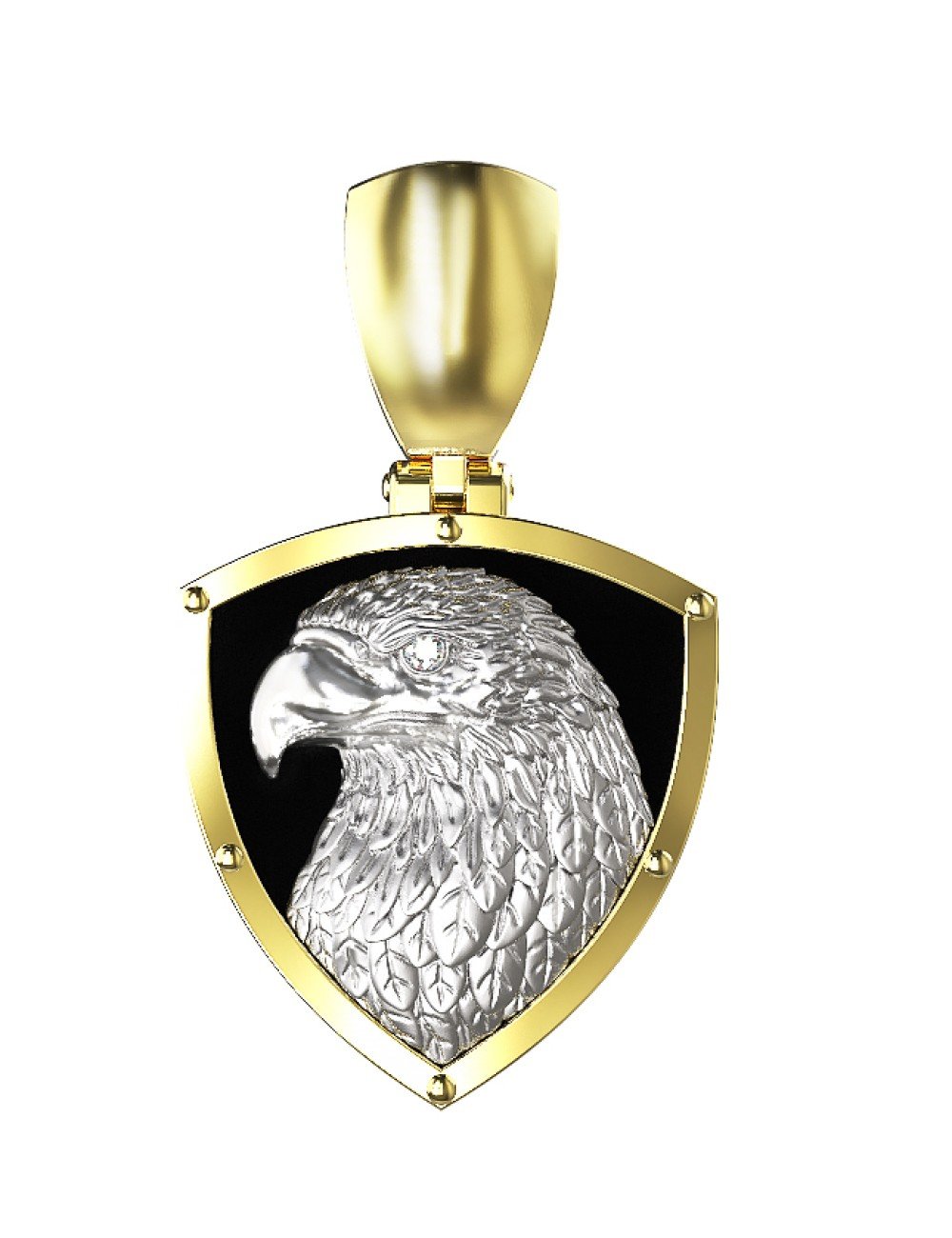 Подвеска из лимонного золота c бриллиантами и ониксом