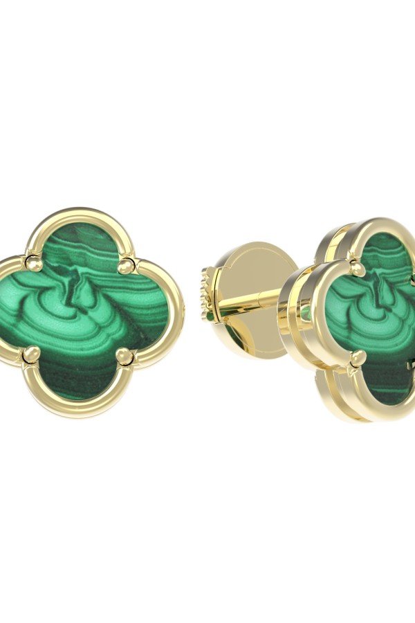 Серьги из лимонного золота c малахитом