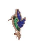 Брошь из золота c эмалью, лазуритом и малахитом